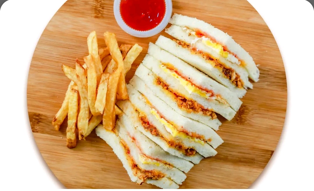 Chicken Club Sandwich with Cheese & Fries